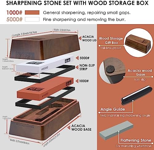 SHAN ZU 2 PCS Knife Sharpener Stone Set with Storage Box