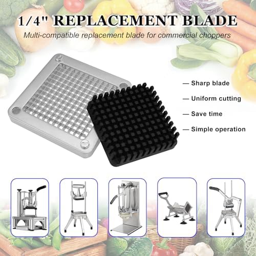 2 PCS Replacement Dicer Chopper 1/4" Blades with Pusher Block