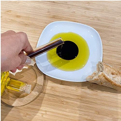 Lily's Home Glass Olive Oil and Vinegar Dispenser, A Beautiful Addition to Any Kitchen and Dinnerware Set with Bamboo Coaster.