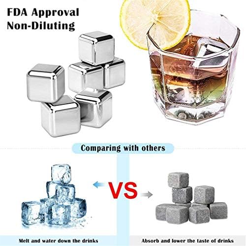 Stainless Steel Square Shaped Whiskey Stones Set Reusable Chilling Rocks Ice Stones Gift for Whiskey Lovers