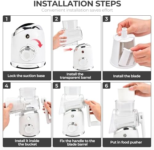 SUSTEAS Rotary Cheese Grater Hand Crank, Kitchen Shredder Vegetable Slicer