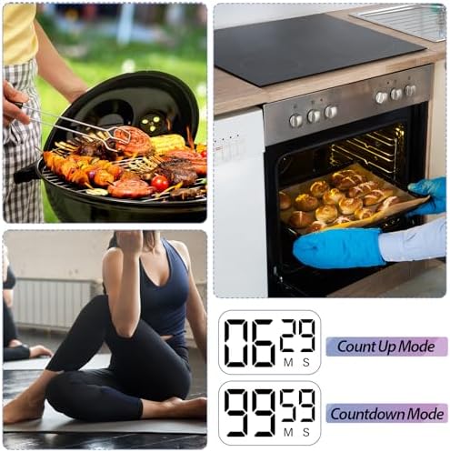 Weewooday 24 Pcs Digital Kitchen Timer Magnetic Timer Bulk On/Off Switch Minute Second Count up Countdown Loud Alarm for Exercise Cook Baking (Classic Color)