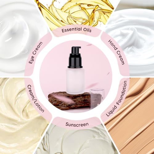 Segbeauty 1oz Frosted Glass Travel Bottles for Lotion, 3pcs Matte Translucent Empty Essential Oil Bottle, 30ml Travel Size Skincare Containers, Cream Pump Bottle, Toiletry Bottles for Liquids