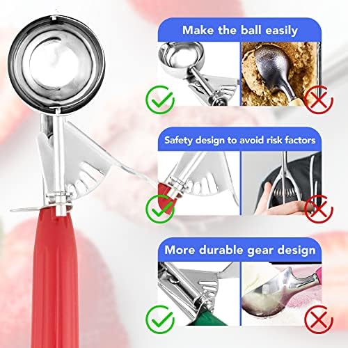 Cookie Scoop Set,Ice Cream Scoop Set,3 PCS Colorful Ice Cream Scoops with Trigger Release Include Multiple Size Large-Medium-Small Size Portion Scoop,18/8 Stainless Steel Cupcake Scoop.