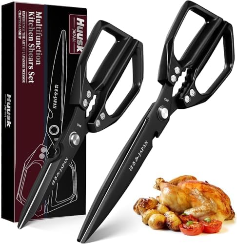 Huusk Kitchen Scissors Japanese Stainless Steel, 2 Pack Kitchen Shears Set