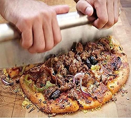 HUJI 14" Pizza Cutter Rocker Style Heavy Duty Knife Blade Non-Stick Sharp Stainless Steel Dishwasher Safe (2 Pack)