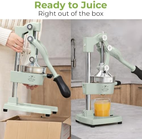 Zulay Kitchen Cast Iron Juicer - Heavy Duty Orange Juicer with Detachable Strainers for Easy Cleaning, Citrus Press for Citrus Fruits, Perfect for Bartenders, Juice Lovers & Health Enthusiasts