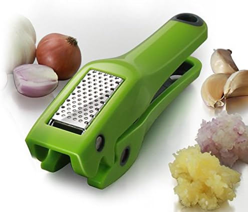 Garlic Press | Easy Clean Mincer Crusher with Removable Stainless Steel Press Plate | Efficient No Peel Garlic Press | Patented Easy Squeeze Mechanism | Color Green