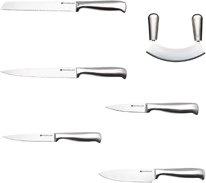 MasterClass Bread Knife, Deluxe Stainless Steel, Durable Serrated Bread Knife 20cm (8"), Hanging Display Pack