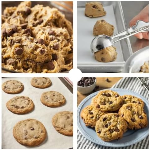 Ice Cream Scoop, 3Pcs Cookie Scoop Set, Stainless Steel Cookie Scoops for Baking Set of 3, Cookie Scooper for Baking, Ice Cream Scooper with Trigger Release, Cookie Dough Scoop