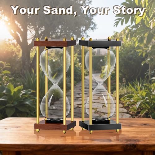 Empty Hourglass Fillable, Wooden Frame DIY Sand Timer, Unity Sand Hourglass for Wedding Ceremony Set, Without Sand Antique Hour Glass Sandglass for Desk Home Office