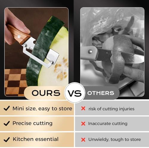 Multi-Functional Vegetable Peeler for Kitchen, 2 in 1 Fruit Peeler and Bottle Opener, Stainless Steel Curved Blade Fruit & Vegetable Peeler for Potato Pumpkin Papaya Zucchini (Wood_1 Pack)