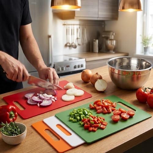 Plastic Cutting Board Set - Thin, 11.8" x 7.8", set of 4 colord