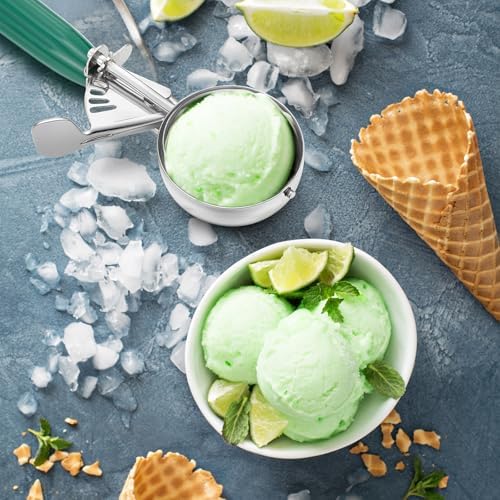 Reallnaive 8 Pcs Ice Cream Scooper with Trigger, 3.25 oz, Green