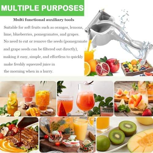 Hand Juicer Stainless Steel, Manual Lemon Squeezer for Orange 304 Stainless Steel Aluminum Alloy, Lime, Grapefruit Non-Slip Grip, Easy to Clean Hand Press Juice Extractor (cerise)