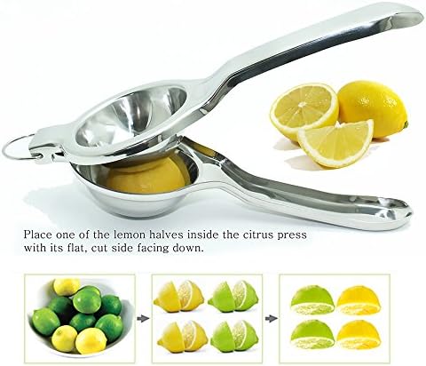 The BIGGEST Professional Super Jumbo Stainless Steel Lemon Squeezer (EcoJeannie LS0002), Never Break Never Rust Lemon Juicer, Citrus Juicer/Commercial Grade Citrus Press (With Free Citrus Tap)