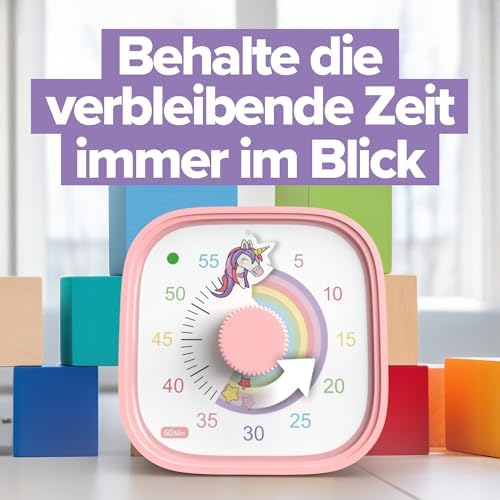 Visual Timer for Kids – Rainbow Ride Clock - Silent Time Management – 60 Minute Countdown – Focus and Productivity Tool – for Classroom, Toddlers, Study, Toothbrush – Fun Design – Adjustable Alarms