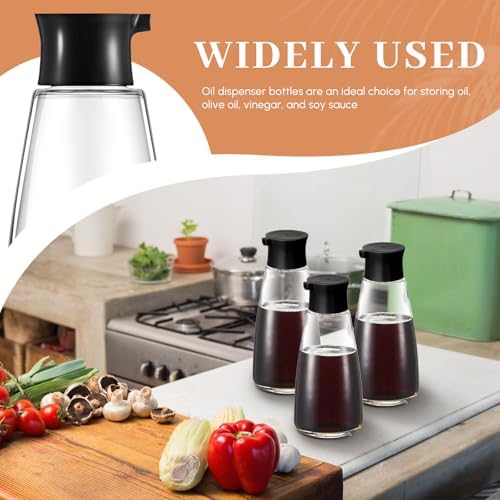 6 Pcs Glass Soy Sauce Dispenser Bottles, 9.6 oz Oil Cruet, Black