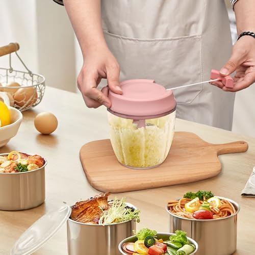 Manual Food Chopper Vegetable Cutter Onions Cutter Garlic Dicer Grinder Veggie Chopper with Container 900ML