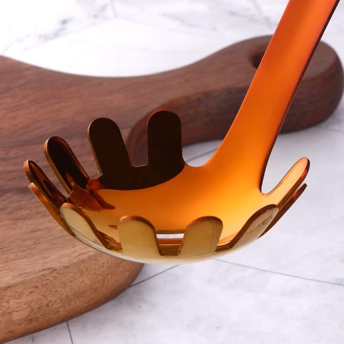 Spaghetti Server, BuyGo Stainless Steel Rainbow Red Pasta Spaghetti Fork with Mirror Polish, Metal Pasta Server for Kitchen or Restaurant