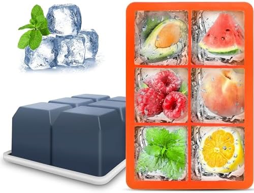 Excnorm Silicone Ice Cube Trays, 2‑Pack Large Square Molds with Lid