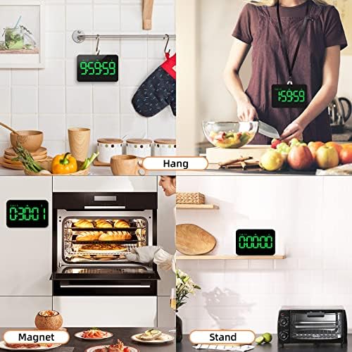 Samshow Rechargeable Digital Kitchen Timer, Green, 5 Inch
