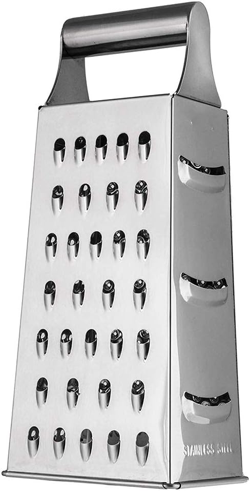 Box Grater, 4-Sided Stainless Steel Large Grater for Parmesan Cheese, Ginger, Vegetables