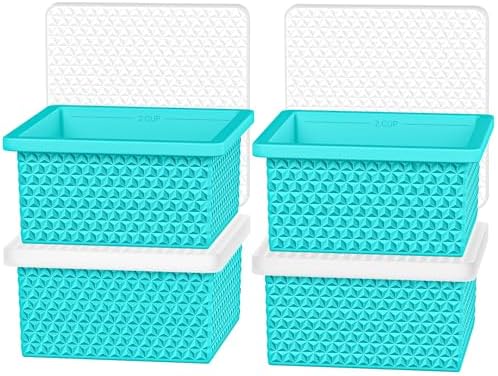 Silicone Freezer Molds for Soup Cube - 2-Cup Freezer Storage Container Tray with Lid,4 Pack Stackable Ice Cube Trays for Portion Control,Food Storage Meal Prep,Oven & Dishwasher Safe