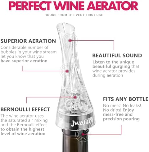 Wine Aerator and Pourer – Premium Air Decanter Spout to Enhance Wine Flavor & Aroma, No-Drip Wine Pourer Spout for Red & White Wines, Perfect Gift for Wine Lovers
