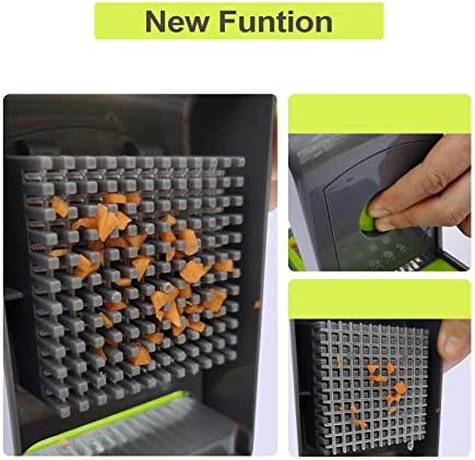 Food Chopper Vegetable-Fruit-Cheese-Onion Chopper Slicer Dicer Tomato Cutter Grater 12 in 1 Veggie Chopper Spiralizer Salad Potato Slicer with Container Multi-function Kitchen Aid Carrot Cutter (Gray)