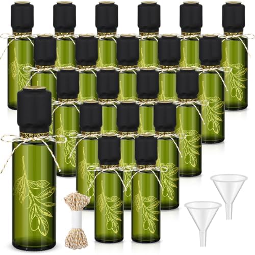 Reallnaive 20 Pcs 4oz Mini Olive Oil Bottles Bulk, Olive Pattern, Clear