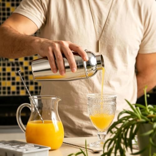 25oz Cocktail Shaker with Jigger Lid & Silicone Seal