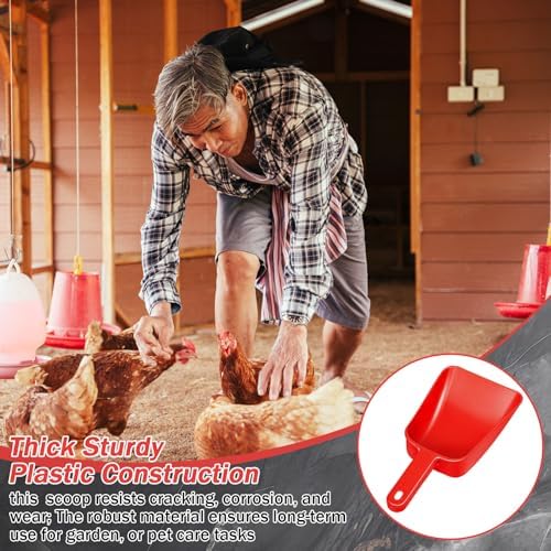 Relaxweex 4 Pack Large Plastic Ice Scoop, Utility Hand Shovel, Red, 32 oz