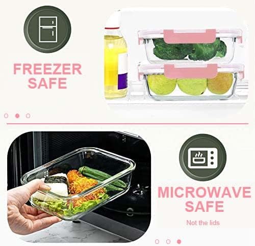 30 Pieces Glass Food Storage Containers Set, Pink | Meal Prep Containers Set, Snap Locking Lids, Airtight Glass lunch Containers, Microwave, Oven, Freezer & Dishwasher Safe