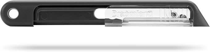 Dreamfarm Sharple Self-Sharpening Vegetable Peeler - Black | Ceramic sharpener in safety cover automatically hones stainless steel swivel blade, suitable for left & right handed use