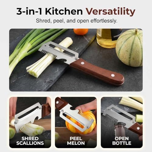 Vegetable Peeler for Kitchen,Multifunctional Stainless Steel Peeler with Wooden Handle and Bottle Opener, 2026 New Kitchen Gadget, Peeler for Fruit, Vegetable, Potatoes, Carrots, Apples (3PCS)