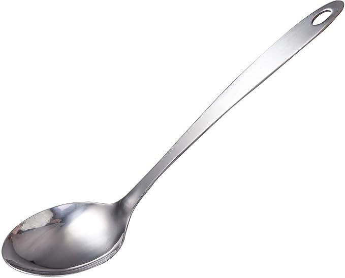 IMEEA Stainless Steel Serving Spoon 13-Inch Solid Cooking Spoon Metal Kitchen Spoon for Serving, Stews, and Sauces