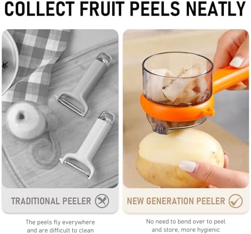 2PCS Peeling Knife with Container,Double-Sided Stainless Steel Multifunctional Kitchenware Set,Vegetable Peeler with Catcher for Home Kitchen Fruit Peeling Supplies(2pcs Mix)