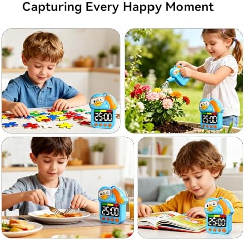 Shower Timer Waterproof Visual Timer for Kids, 99-Min Digital Potty Training Timer for Toddler, Duck-Shaped Bathroom & Kitchen Time Management Tool, Rechargeable, Blue