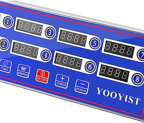 Kitchen Timers for Cooking – 8 Channel Commercial Kitchen Timer Restaurant Kitchen Supplies – Stainless Steel LED Technology Kitchen Timer Digital – Reminder Function, Loud Alarm, Blue
