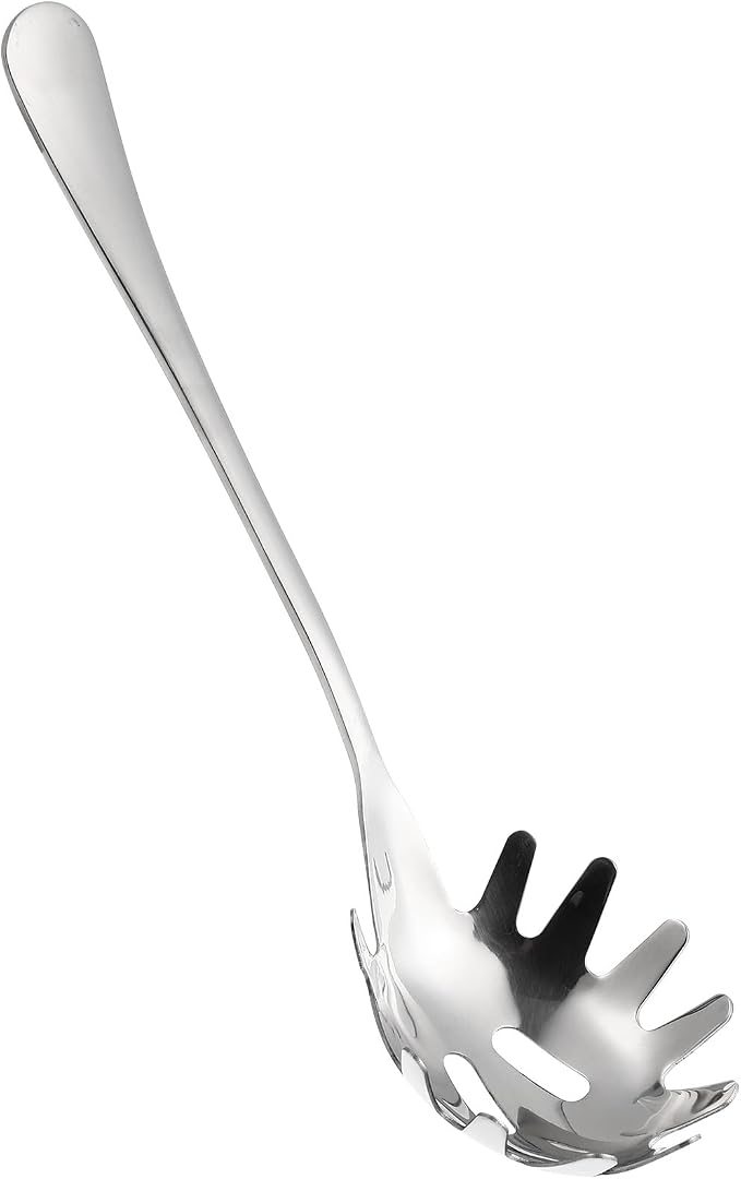 DOITOOL Stainless Steel Spaghetti Spoon Server 9.44 Inch Pasta Fork with Comfortable Handle for Easy Noodle Serving in Home and Restaurant