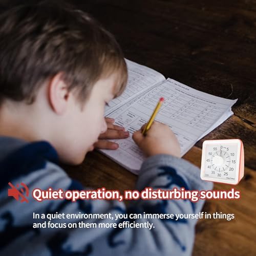 60 Minutes Countdown Visual Timer,Manage Time Well for Kids and Adults,Silent Travel Time Design for Education,Classroom,Home,Office (2*Red)