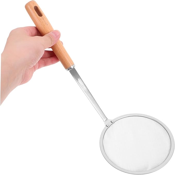 PRETYZOOM Fine Mesh Skimmer Spoon with Handle Multi-functional Colander Strainer for Cooking Small for Oil Separation and Food Filtering