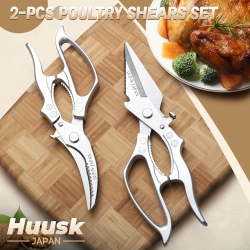 Huusk Heavy Duty Kitchen Scissors Set – All Purpose Japanese Poultry Shears