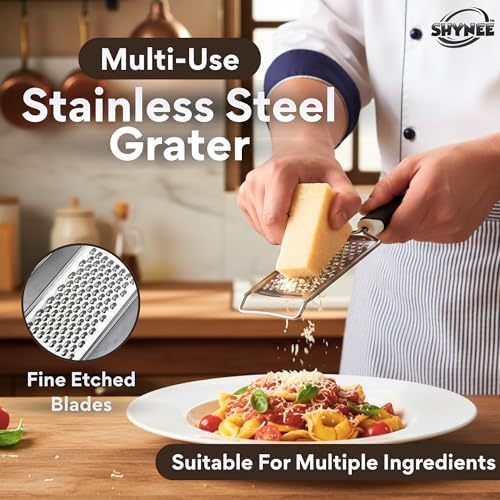 4PCs Kitchen Essentials Set – Premium Quality Lemon Squeezer, Garlic Press, Stainless Steel Whisk, Multi-Use Grater, Cheese Grater – Durable, Easy to Clean Cooking Tools Set for Everyday Meal Prep