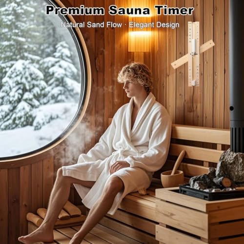 Sauna Timer 20 Minute White Sand,Heat Resistant Wood Hourglass for SPA Room