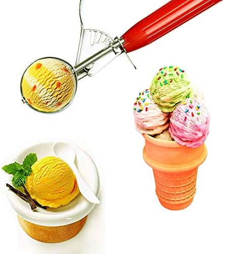 Cookie Scoop Set of 3 With Plastic Handle, Ice Cream Scoop with Trigger, Size Large（2.49 Inch）- Medium（1.97 Inch）- Small（1.58 Inch） Size Polishing 18/8 Stainless Steel Cupcake Scoop