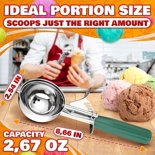 2.67 Oz Ice Cream Scoop with Trigger, #12 Stainless Cookie Scooper