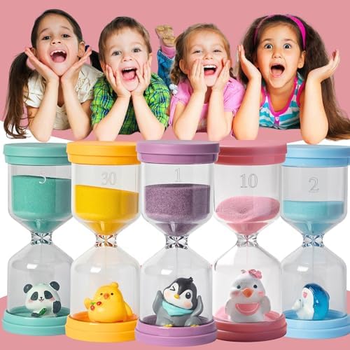 10 Minute Sand Timer,Hourglass Timer in Macaron Pink with Duck Pattern