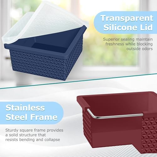 Silicone Freezer Molds for Soup Cube - 2-Cup Freezer Storage Container Tray with Lid,4 Pack Stackable Ice Cube Trays for Portion Control,Food Storage & Meal Prep (Green+Light Blue+Burgundy+Dark Blue)